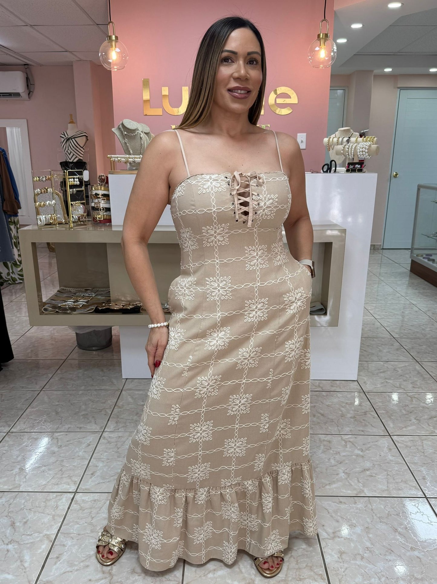 Embroidery Linen Maxidress
