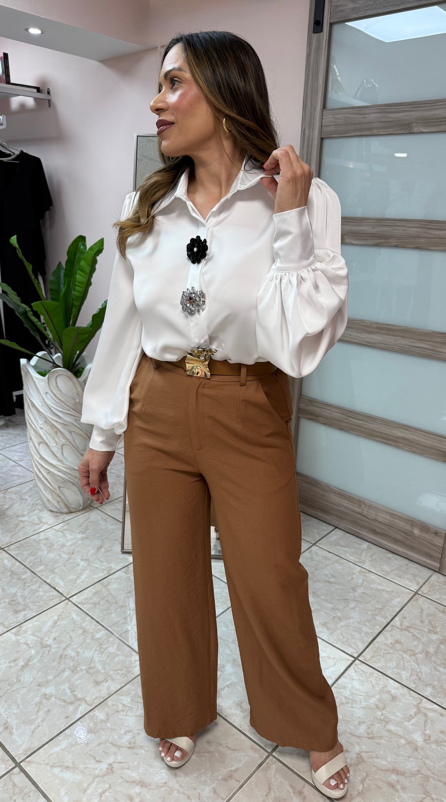 Brown Pant with Belt NEW DROP