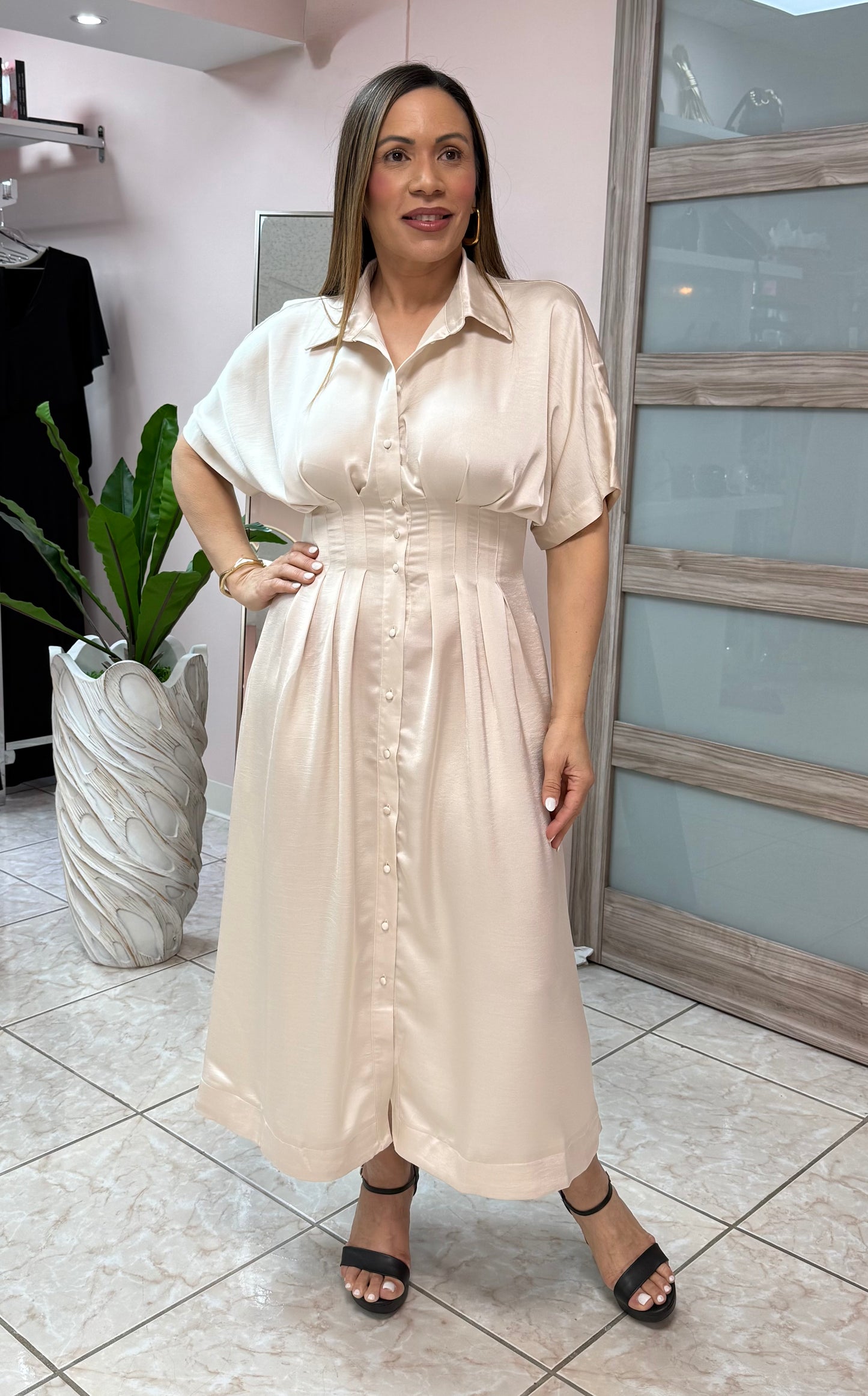 Classic Ivory Satin Dress NEW DROP