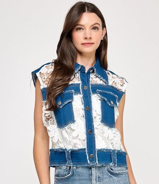 White/Denim Vest