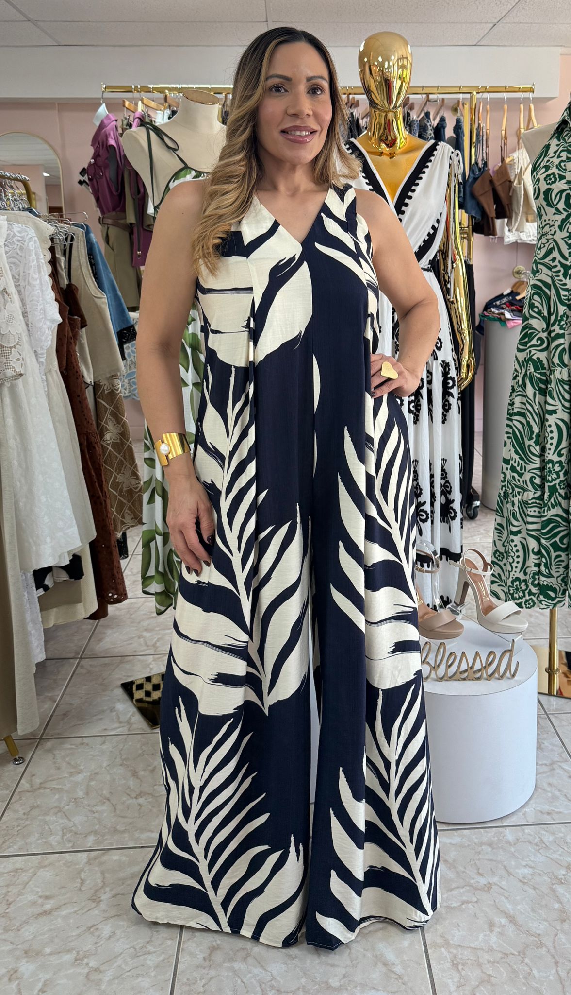 Lua Navy Print Jumpsuit