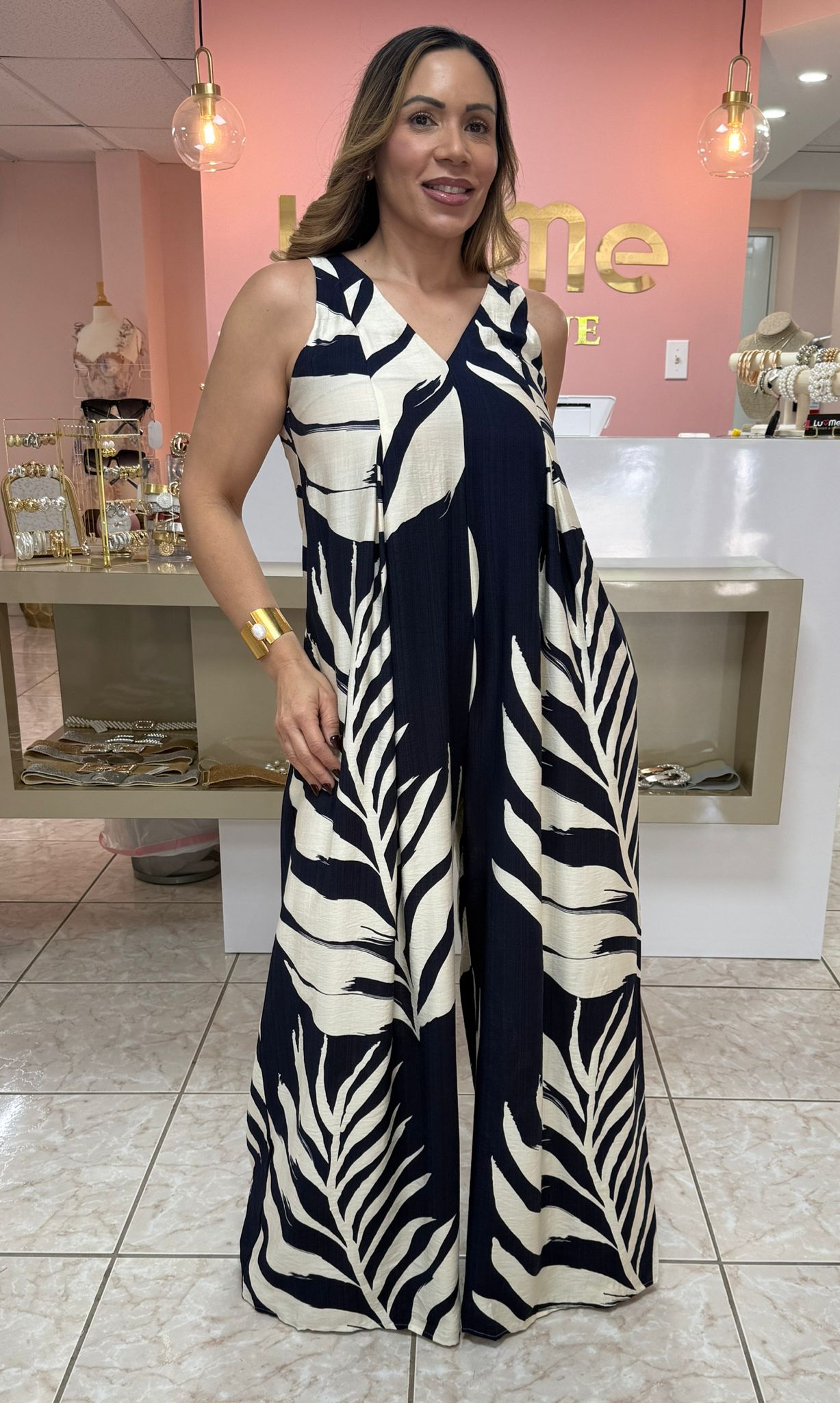 Lua Navy Print Jumpsuit