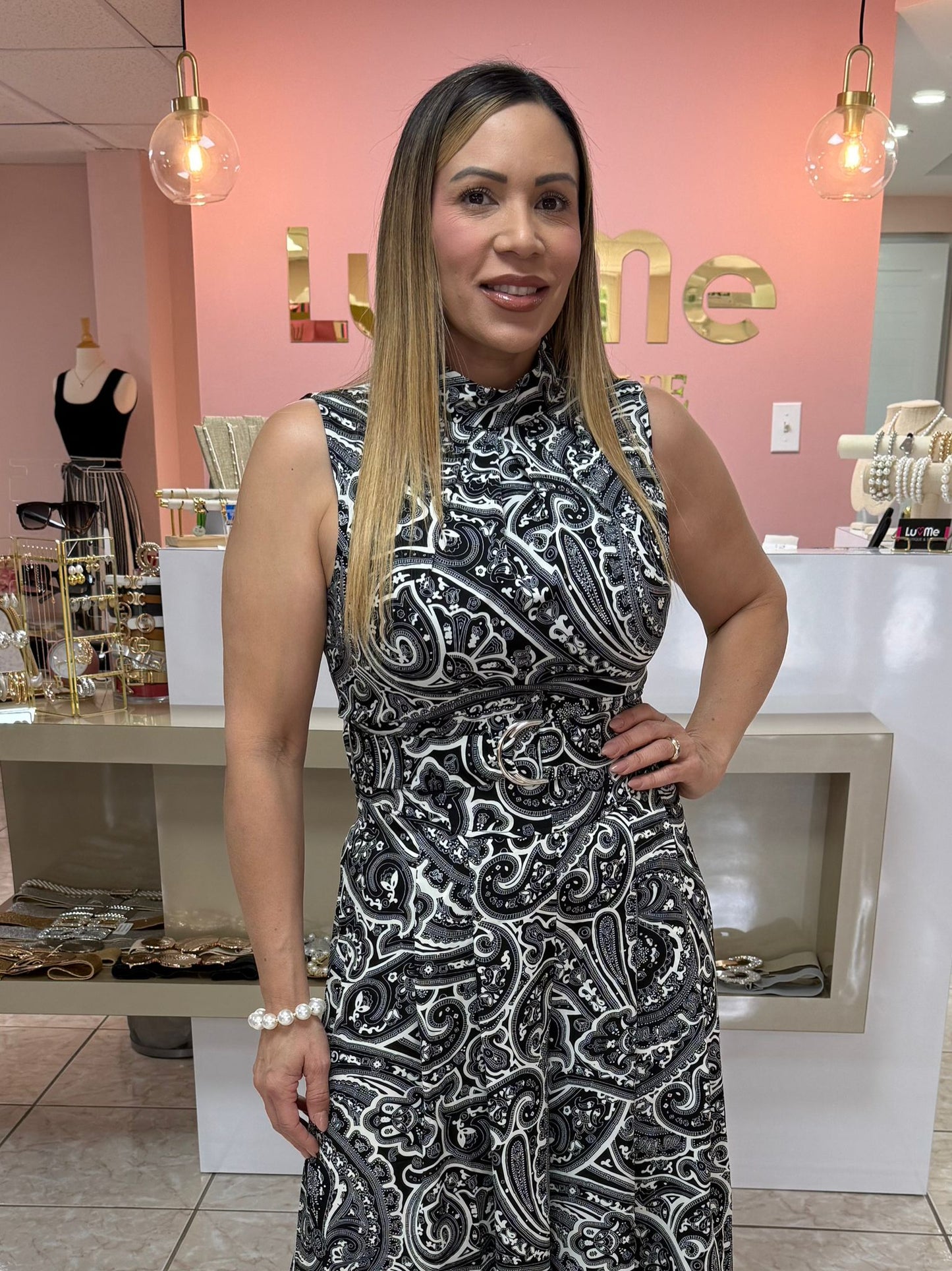 Black & White Print Jumpsuit