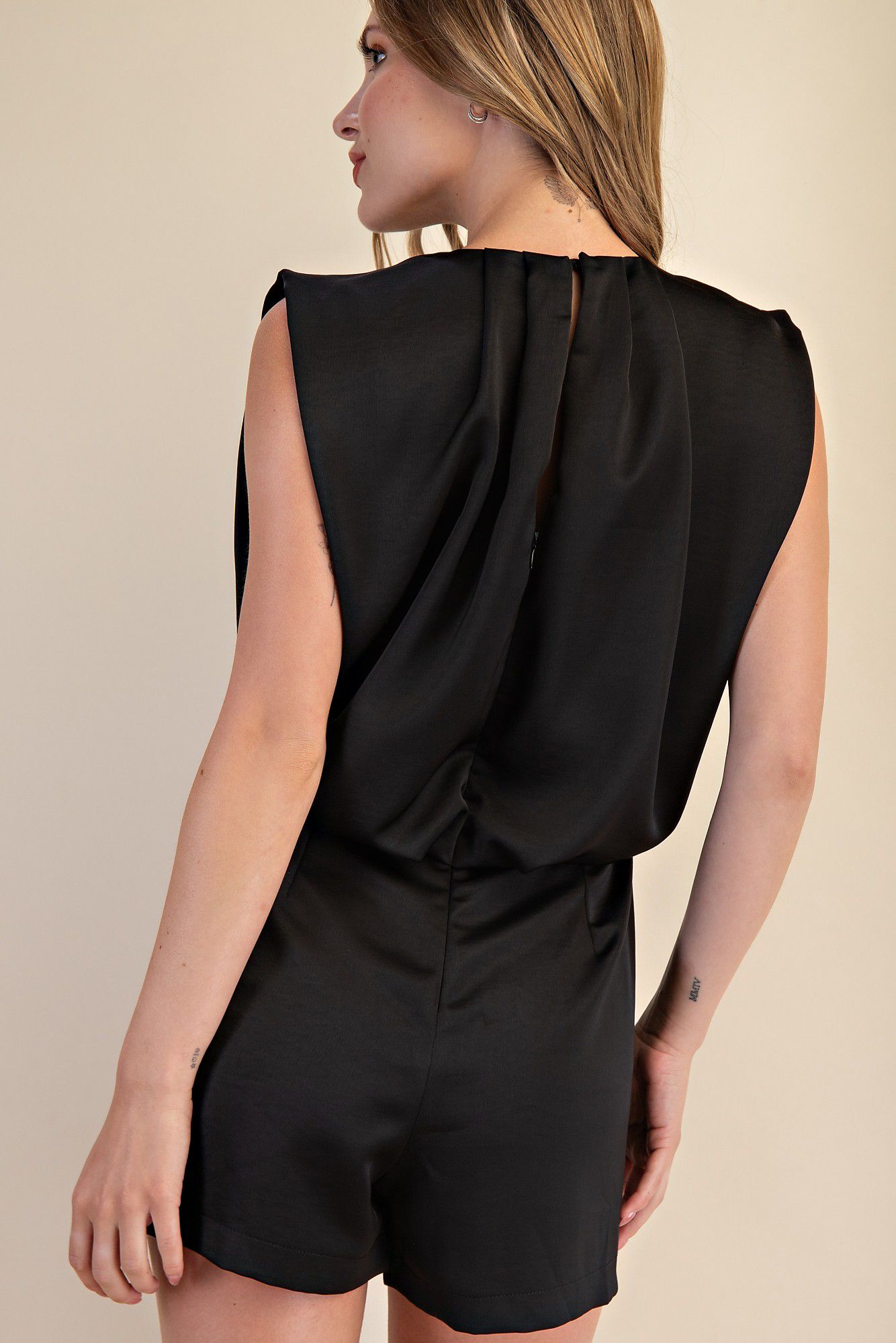 Black Round Neck Romper