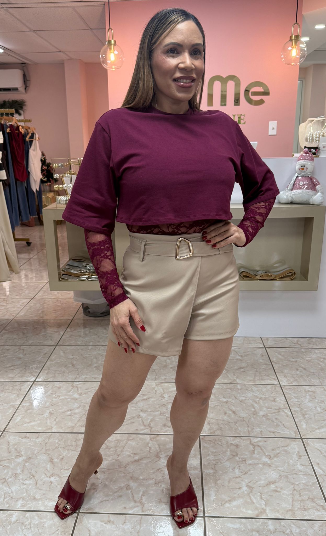 Burgundy Lace Bodysuit