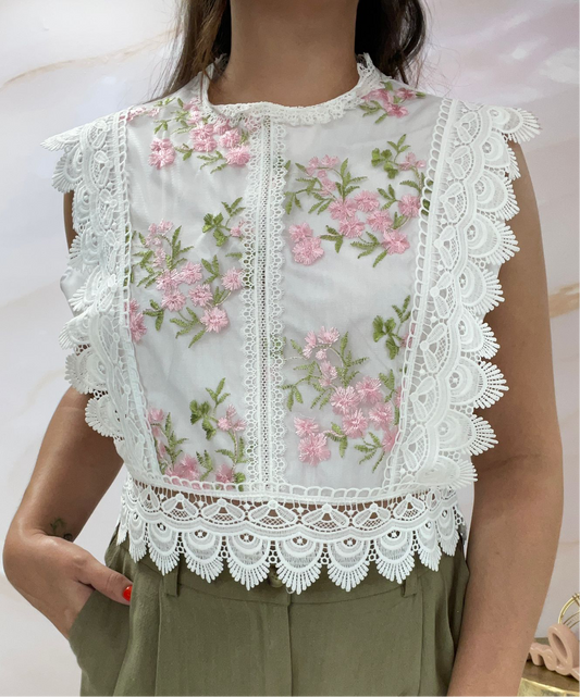 White Embroidery Top