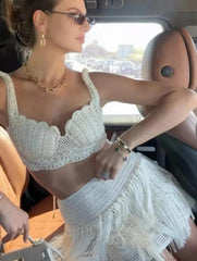 Ivory Crochet Top & Skirt Set