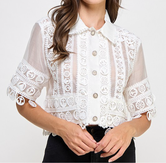 White Embroidery Top