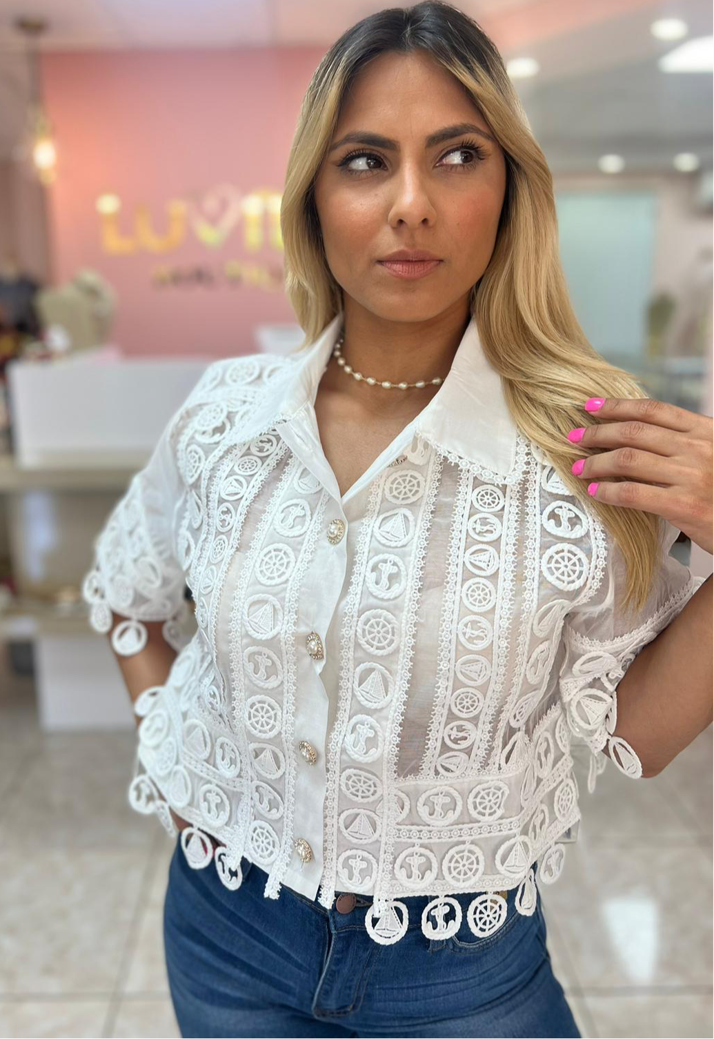 White Embroidery Top