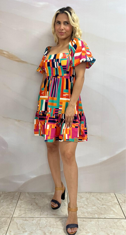 Colorful Abstract Short Dress