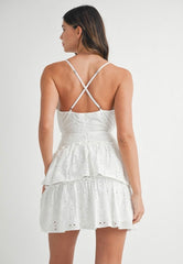 White Embroidery Short Dress