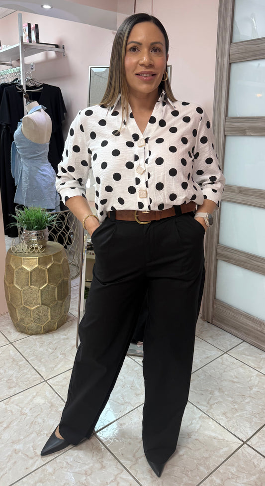 Black Linen Pant with Belt