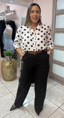 Black Linen Pant with Belt