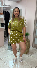 Olive Polka Dots Short Set