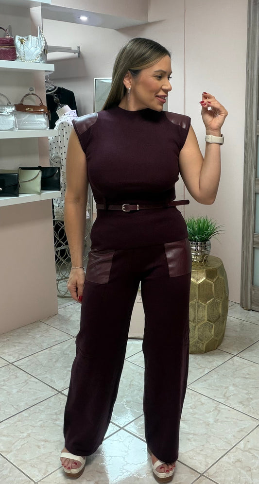 Burgundy Two Pieces Travel Set