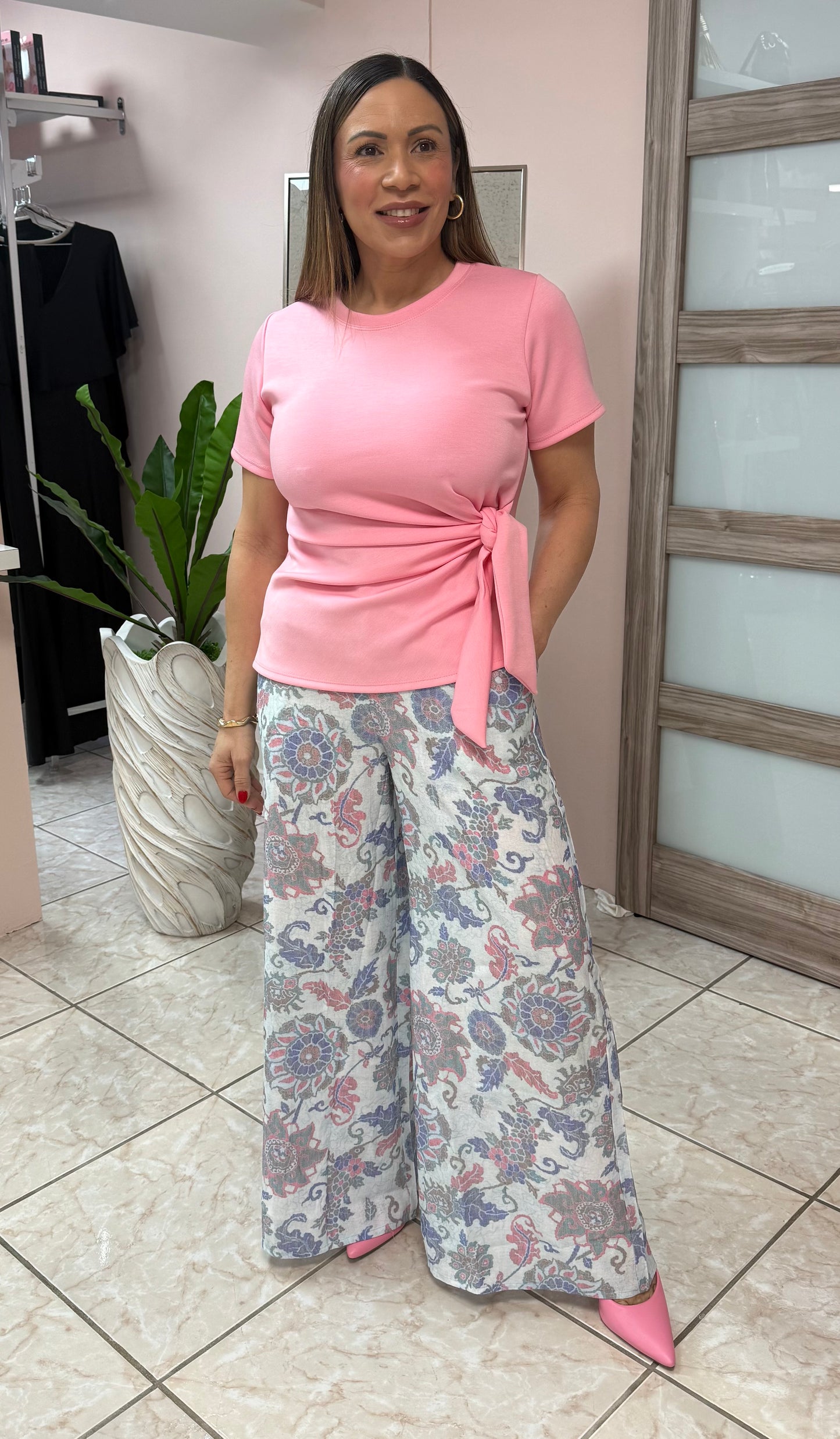 Blue Printed High-Waist Pant NEW DROP