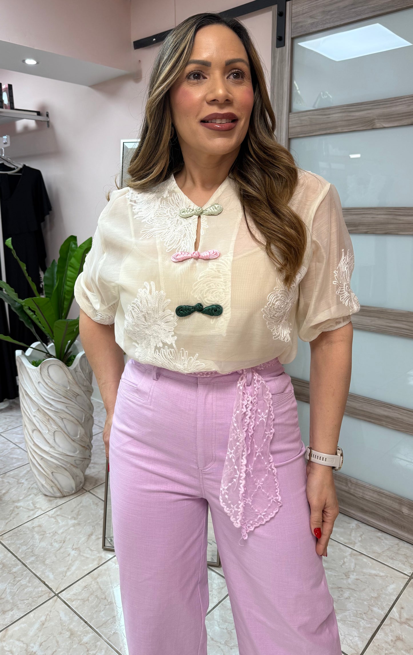 Ivory Embroidery Details Top NEW DROP