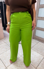 Green Linen Pant with Belt