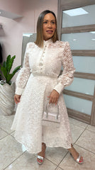 White Embroidery Midi Dress NEW DROP