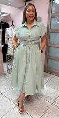 Amanda Green/White Stripes Maxi Dress