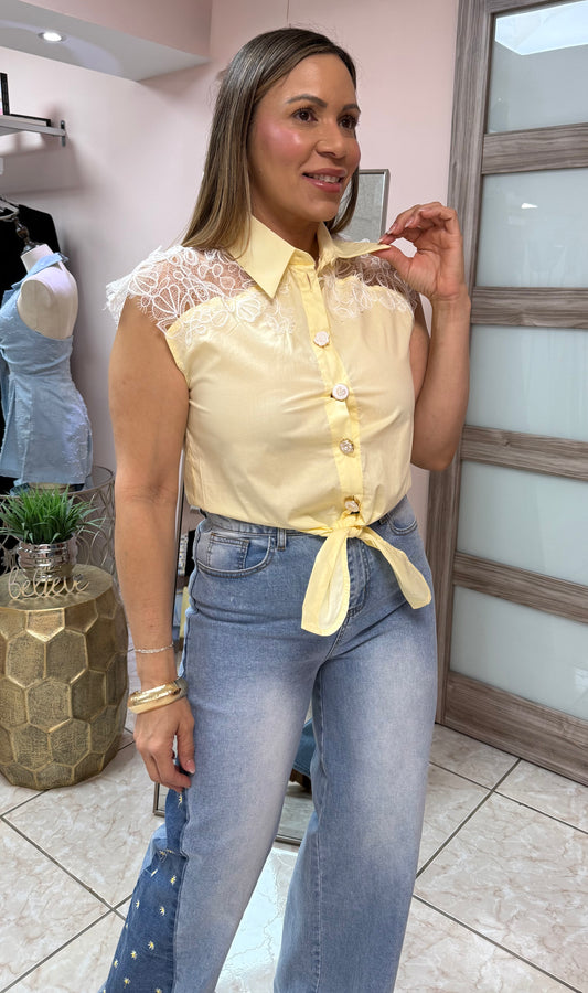 Karla Sleeveless Yellow Top