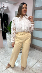 Beige Linen Pant with Belt