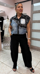 Ivanna Black with Denim Top