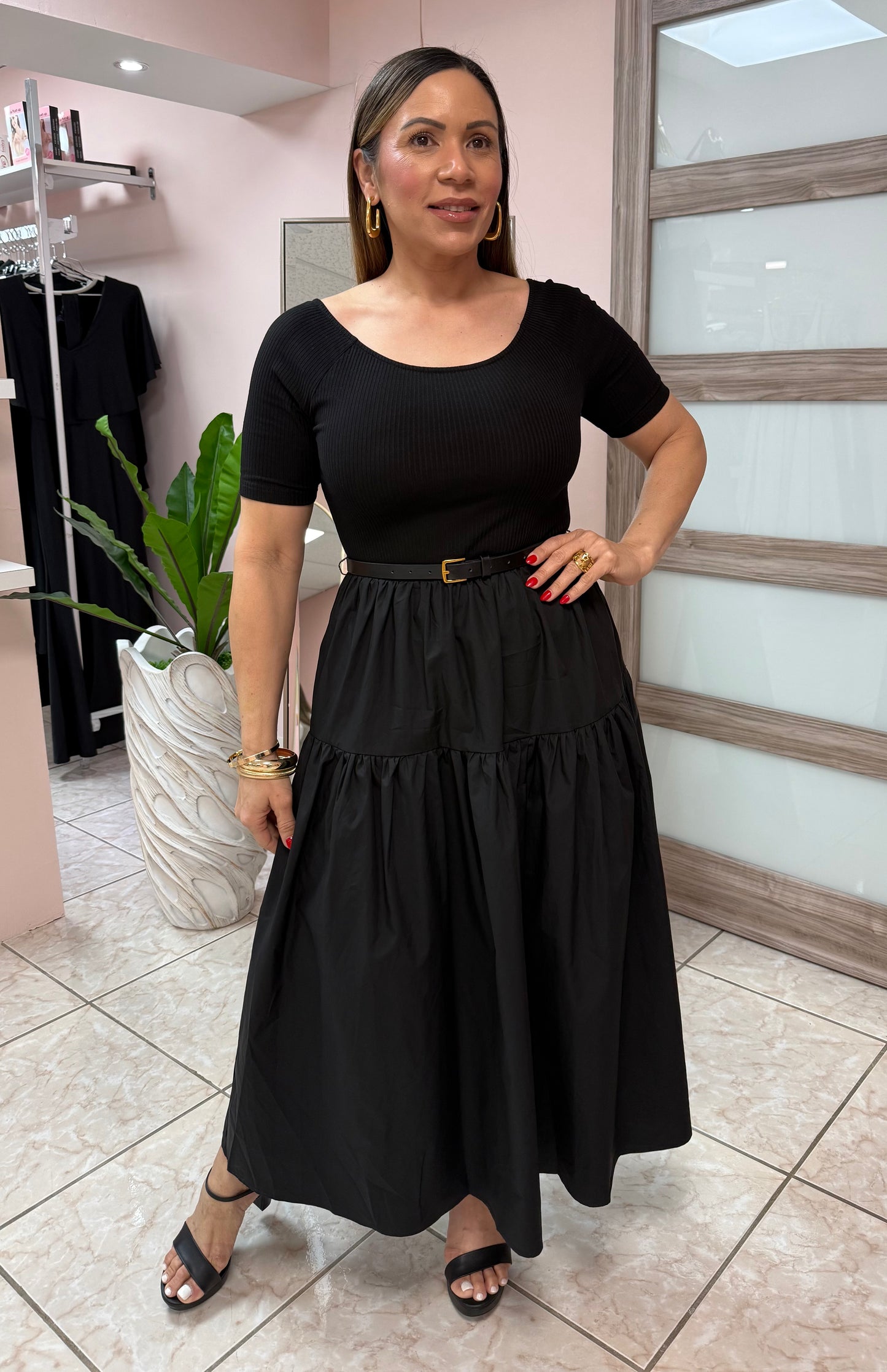 Alana Black Midi Dress