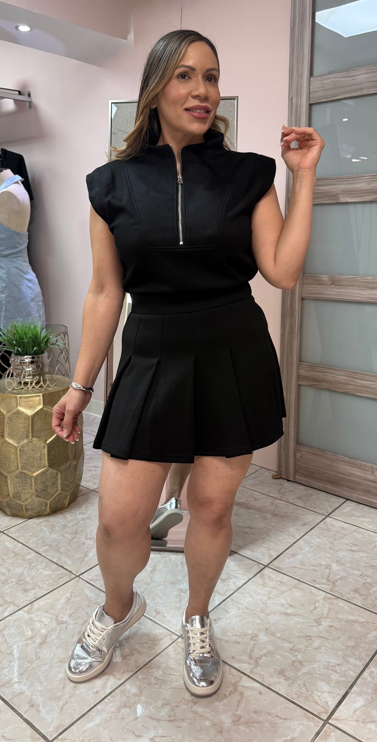 Black Pleated Romper