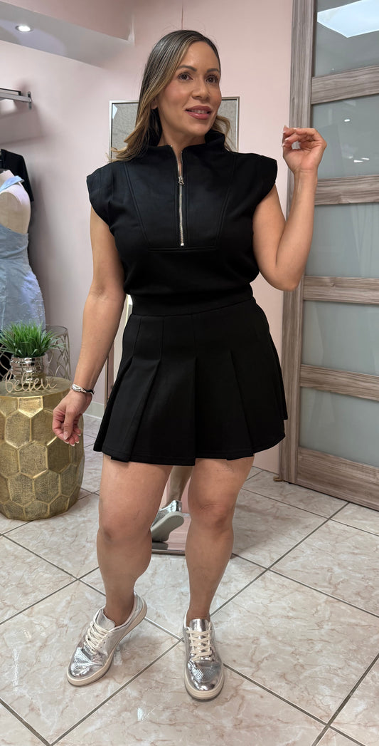 Black Pleated Romper