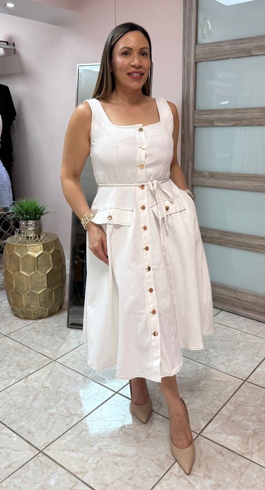 Lua White Denim Dress