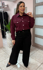 Burgundy Button Down Jacket
