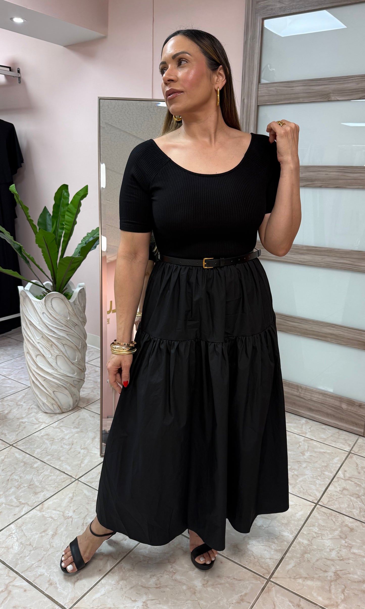 Alana Black Midi Dress