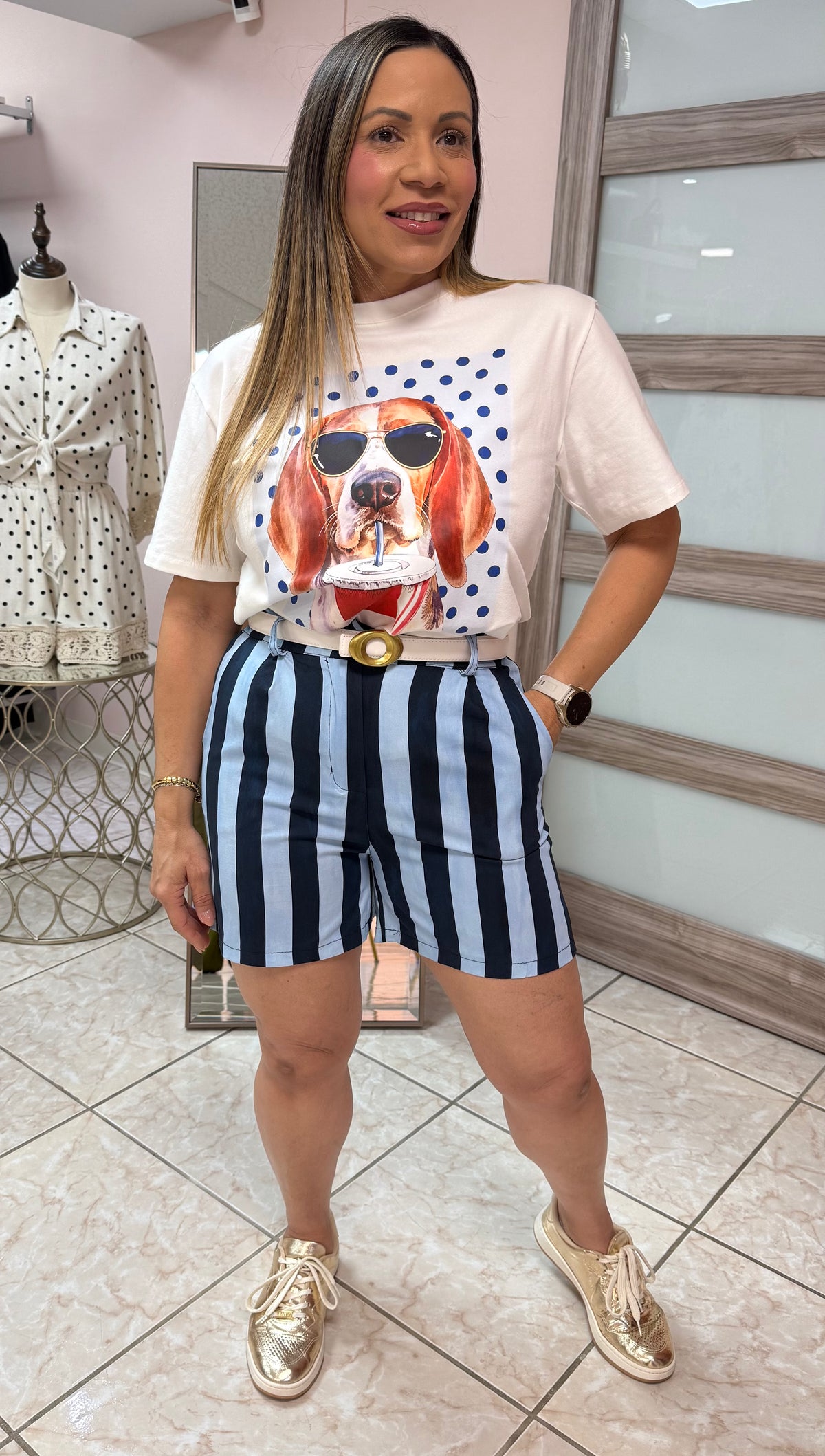 Navy/Blue Stripes Short