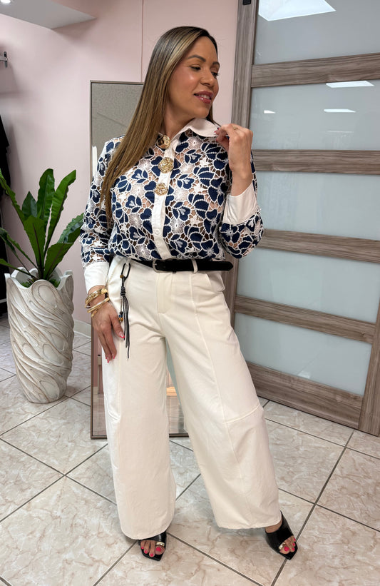 White Barrel Pants with Belt NEW DROP