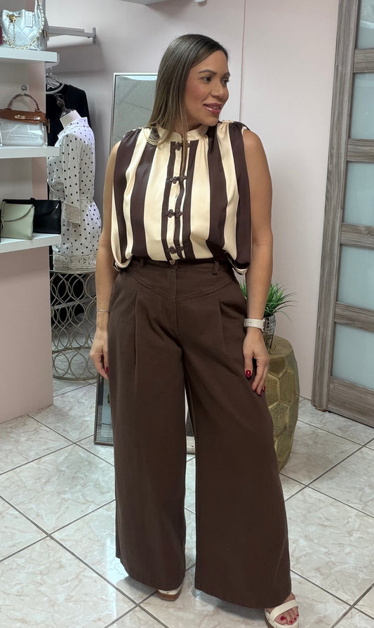 Chocolate Palazzo Denim Pant