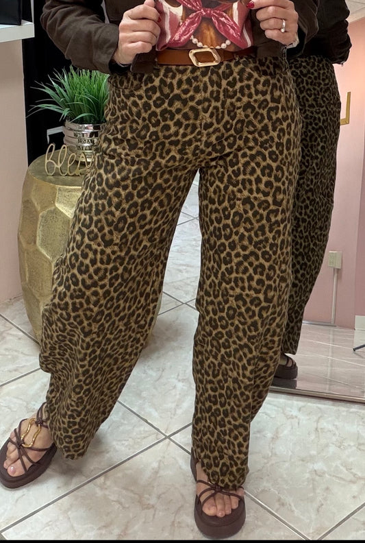 Animal Print Barrel Pant