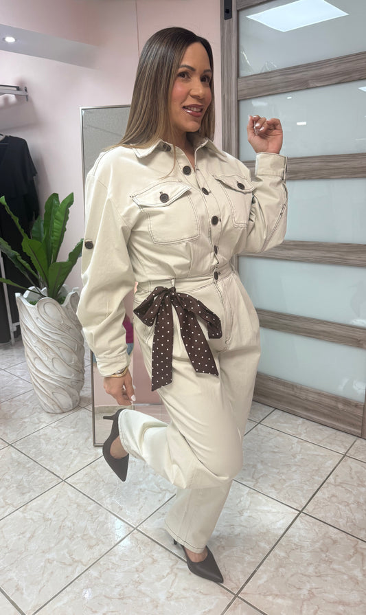 Gabriela Beige Jumpsuit