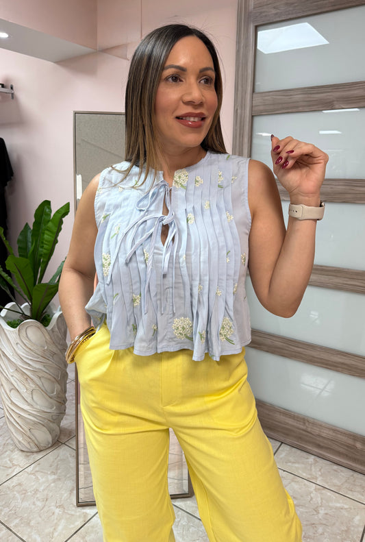 Light Blue Printed Top