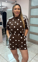 Chocolate Polka Dots Short Set