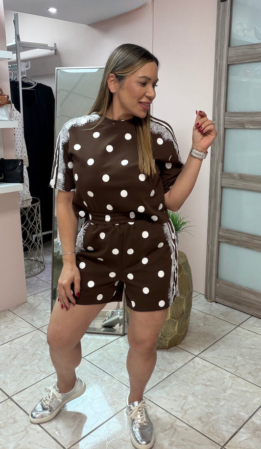 Chocolate Polka Dots Short Set