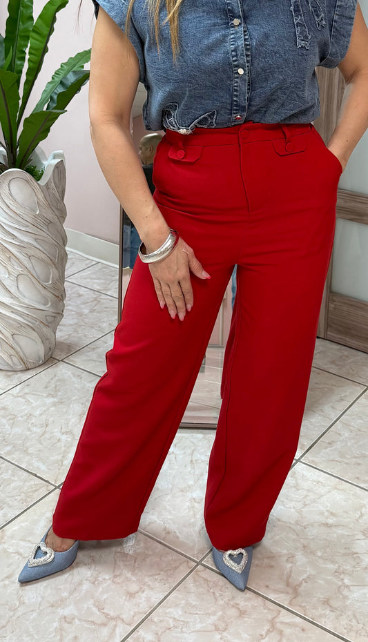 Red High Waist Pant