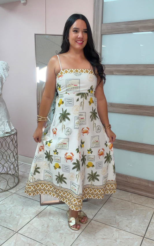 Tropical 🌴 🍋 Multi Midi Dress