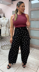 Black Polka Dots Barrel Pant