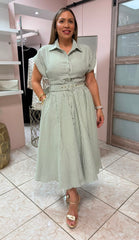 Amanda Green/White Stripes Maxi Dress