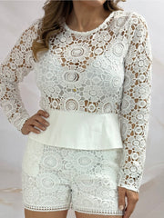White Embroidery Top & Short Pant