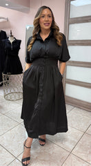 Sophia Black Midi Dress