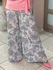 Blue Printed High-Waist Pant NEW DROP