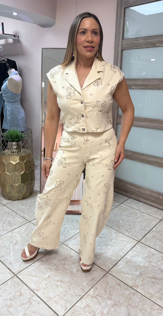 Amalia Embroidery Top & Pant Set