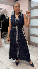Alexia Navy Polka Dots Midi Dress